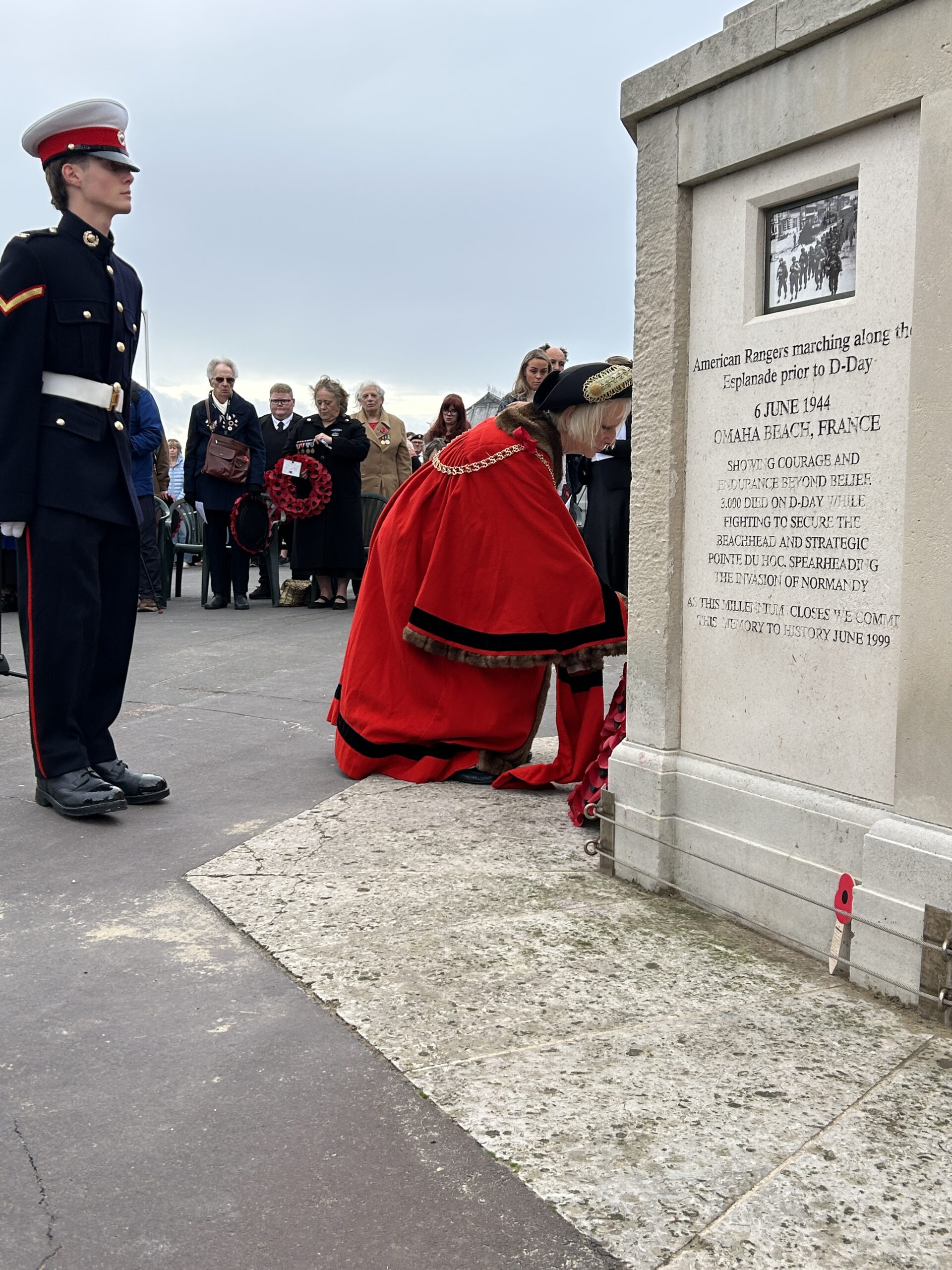Mayor of Weymouth laying a wreath