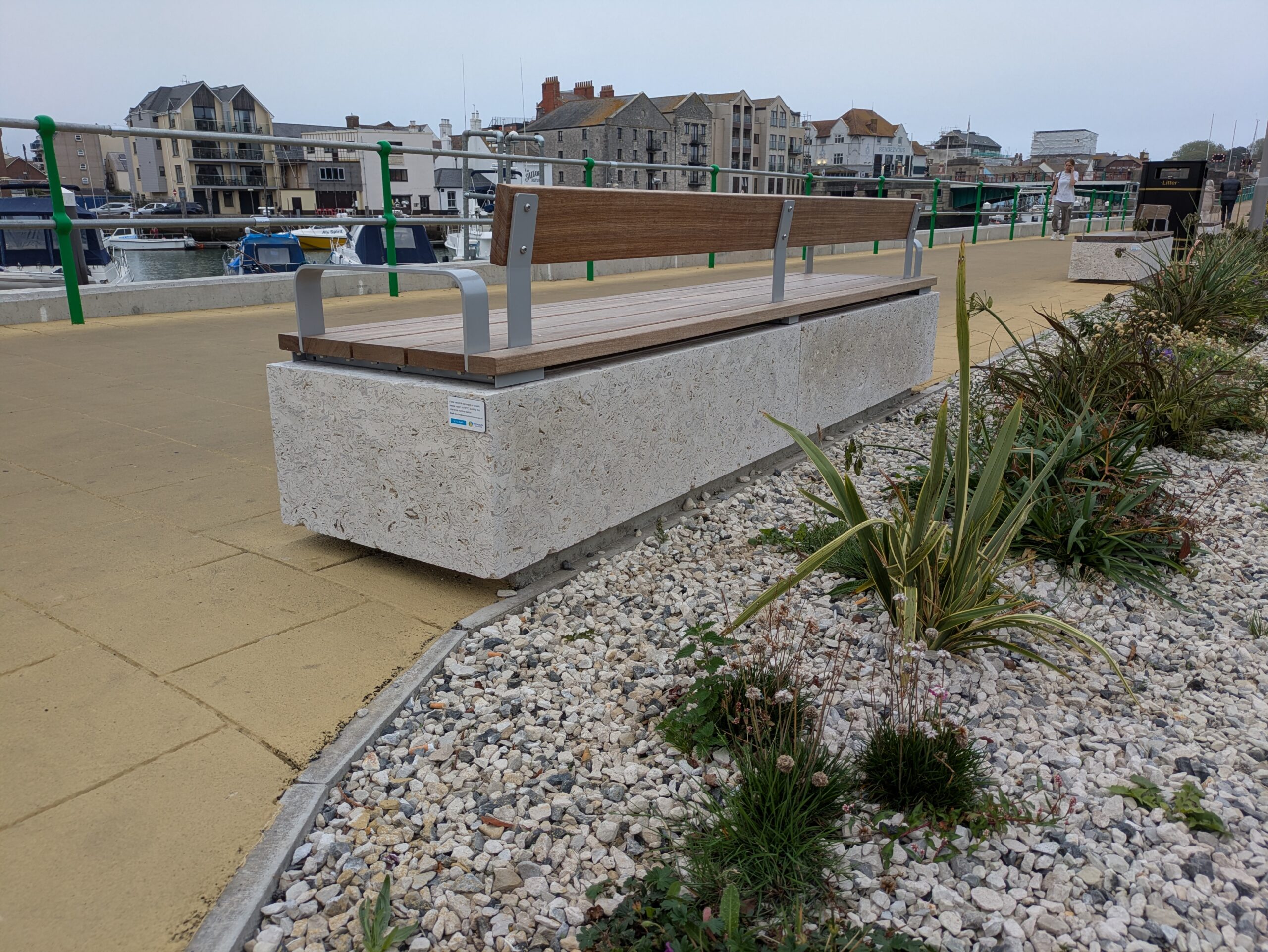 Image shows North Quay bench