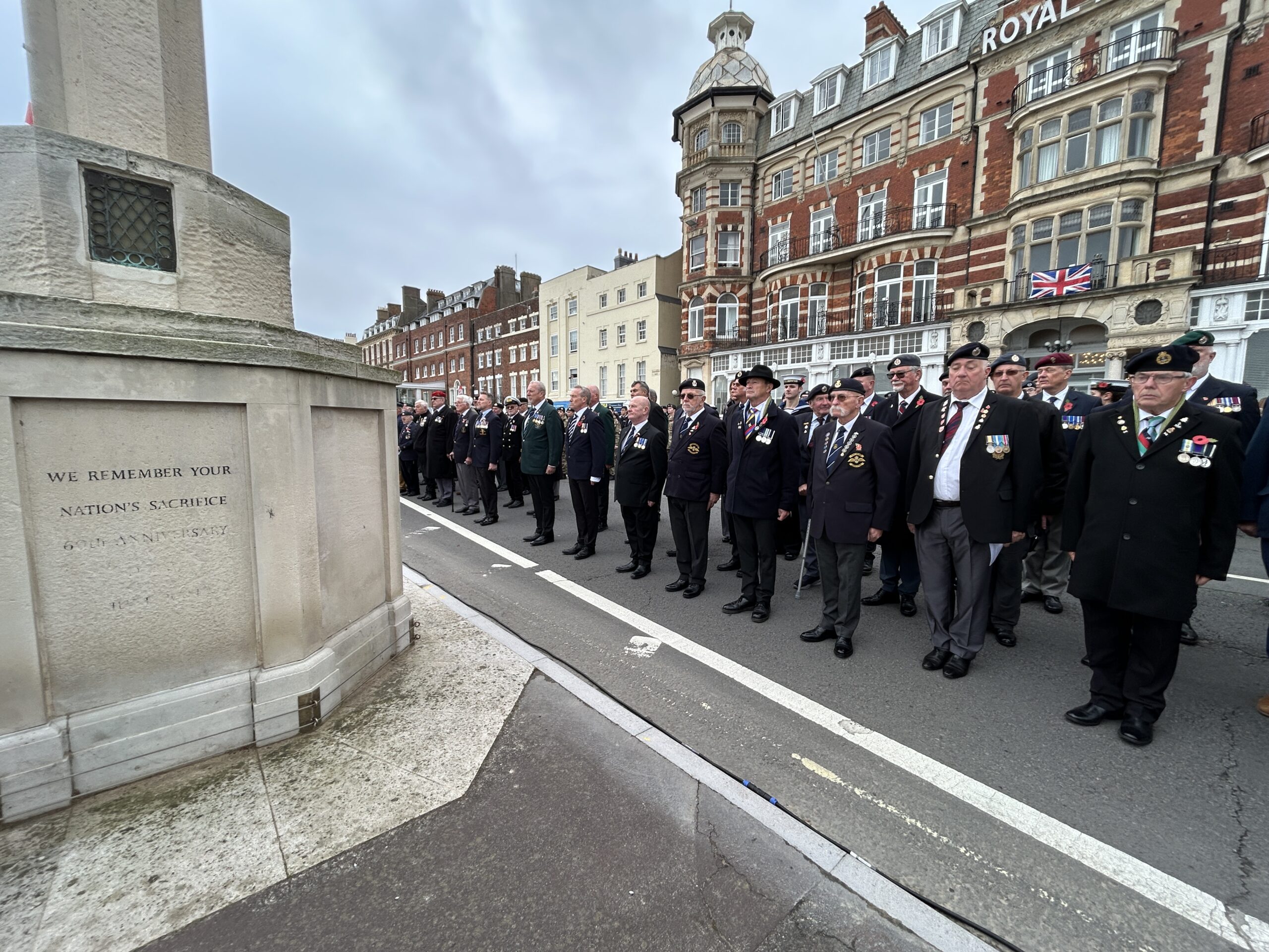 Veterans at the US War Memorial in Weymouth
